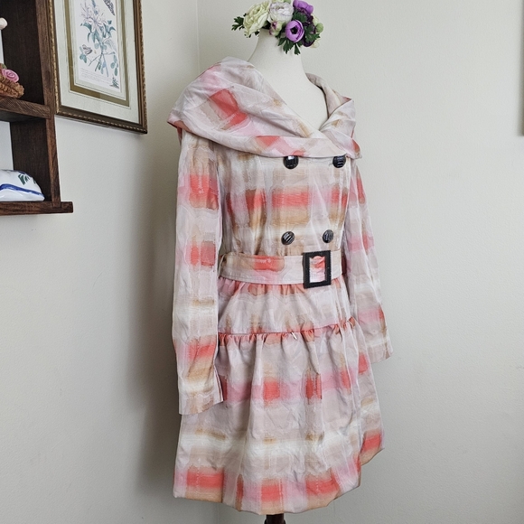 Ibella V Draped Collar Ruffle Pea Coat - Picture 6 of 16